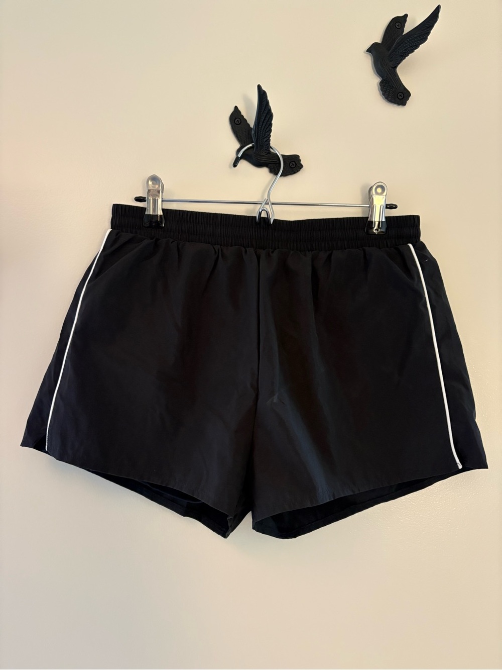 Victoria's Secret Black Active Shorts with White Side Piping Lined